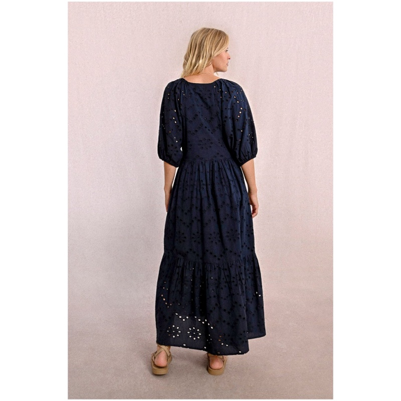 MOLLY BRACKEN Long openwork embroidery dress
